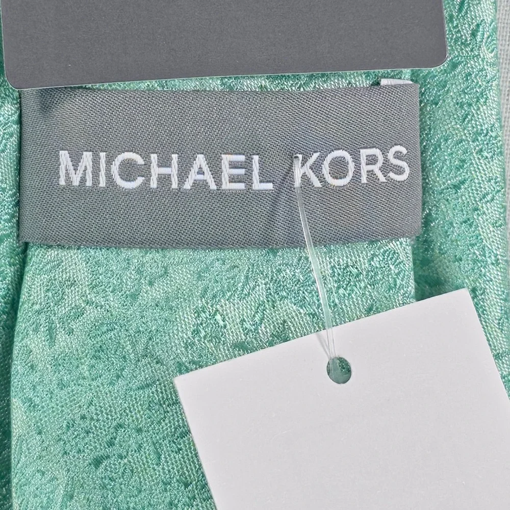 Michael Kors Mens Tie One Size Green Linley Floral Silk Blend Necktie NWT